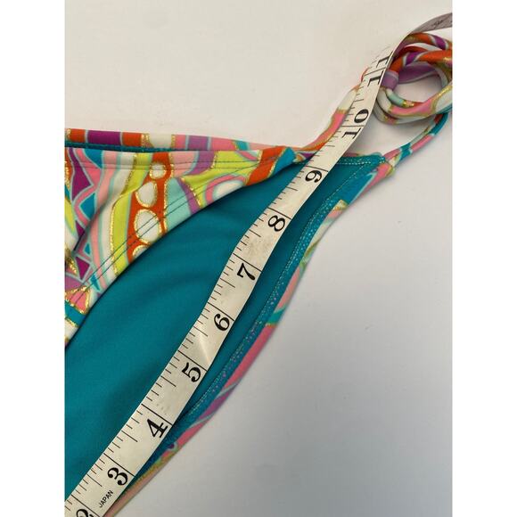 Xhilaration Bikini Bottom Medium Tie String 70's 80's Teal Pink Gold Palm Royale - Picture 10 of 11